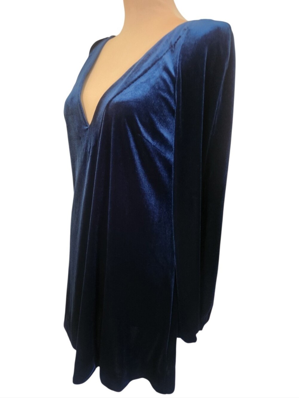 FREE PEOPLE Misha Blue Velvet Shift Mini Dress - Size S - Picture 6 of 15